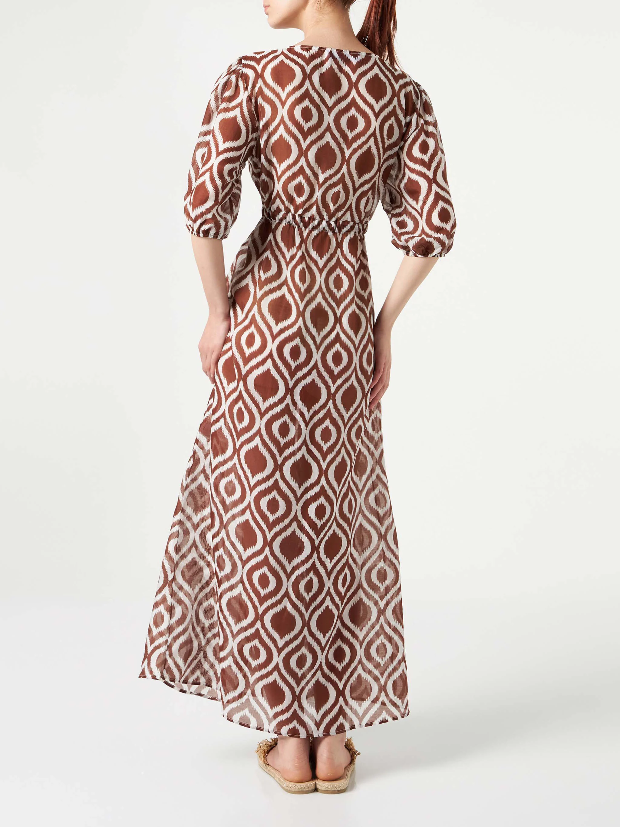 Langes Strandkleid aus Baumwolle und Seide