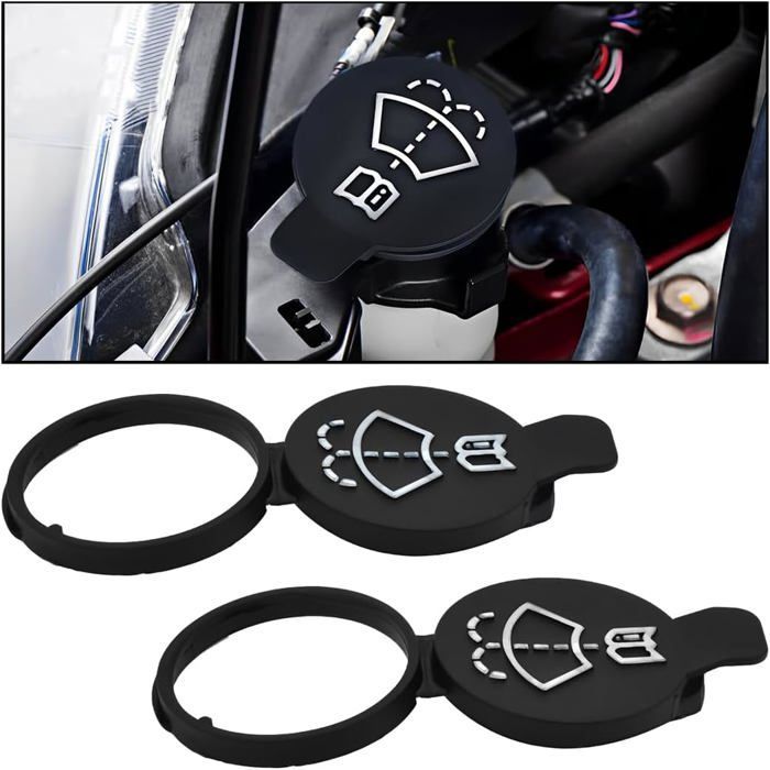 Set of 2 universal car windshield washer reservoir caps, spare parts, compatible, easy installation