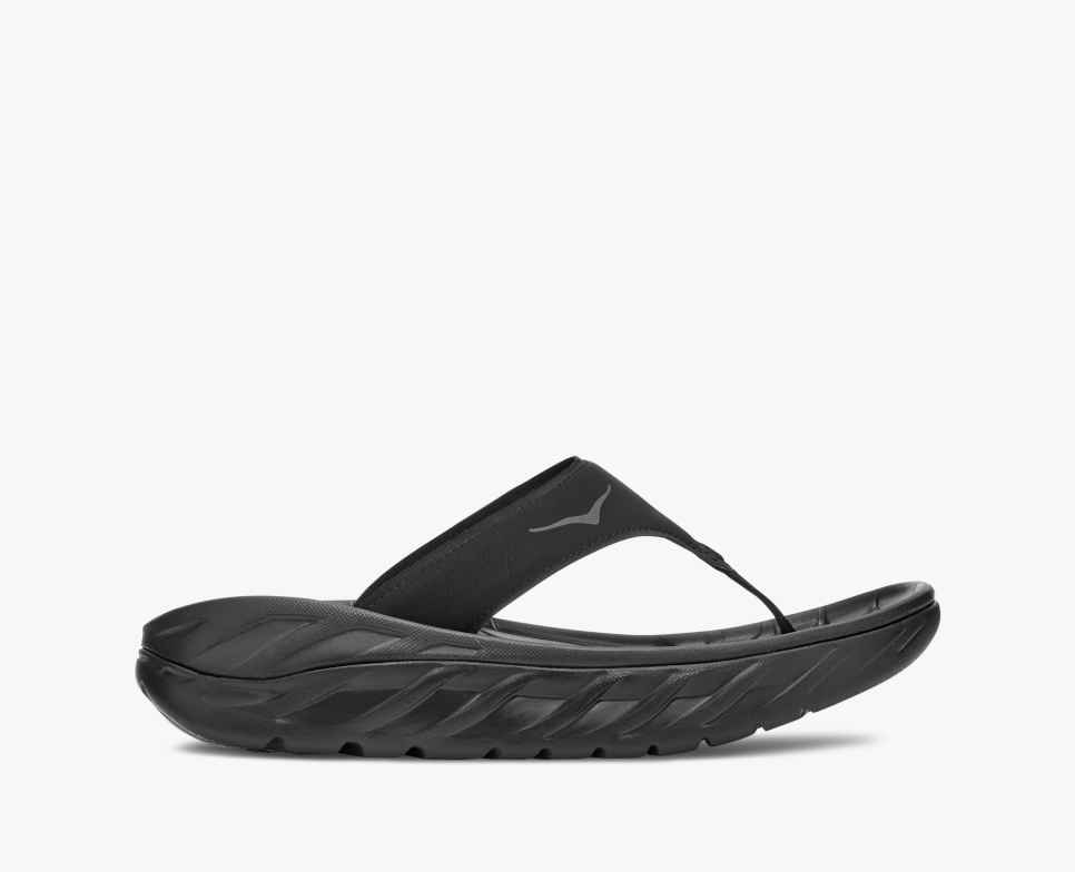 HOKA Ora Recovery Flip Zwart / Donkere Meeuw Grijs