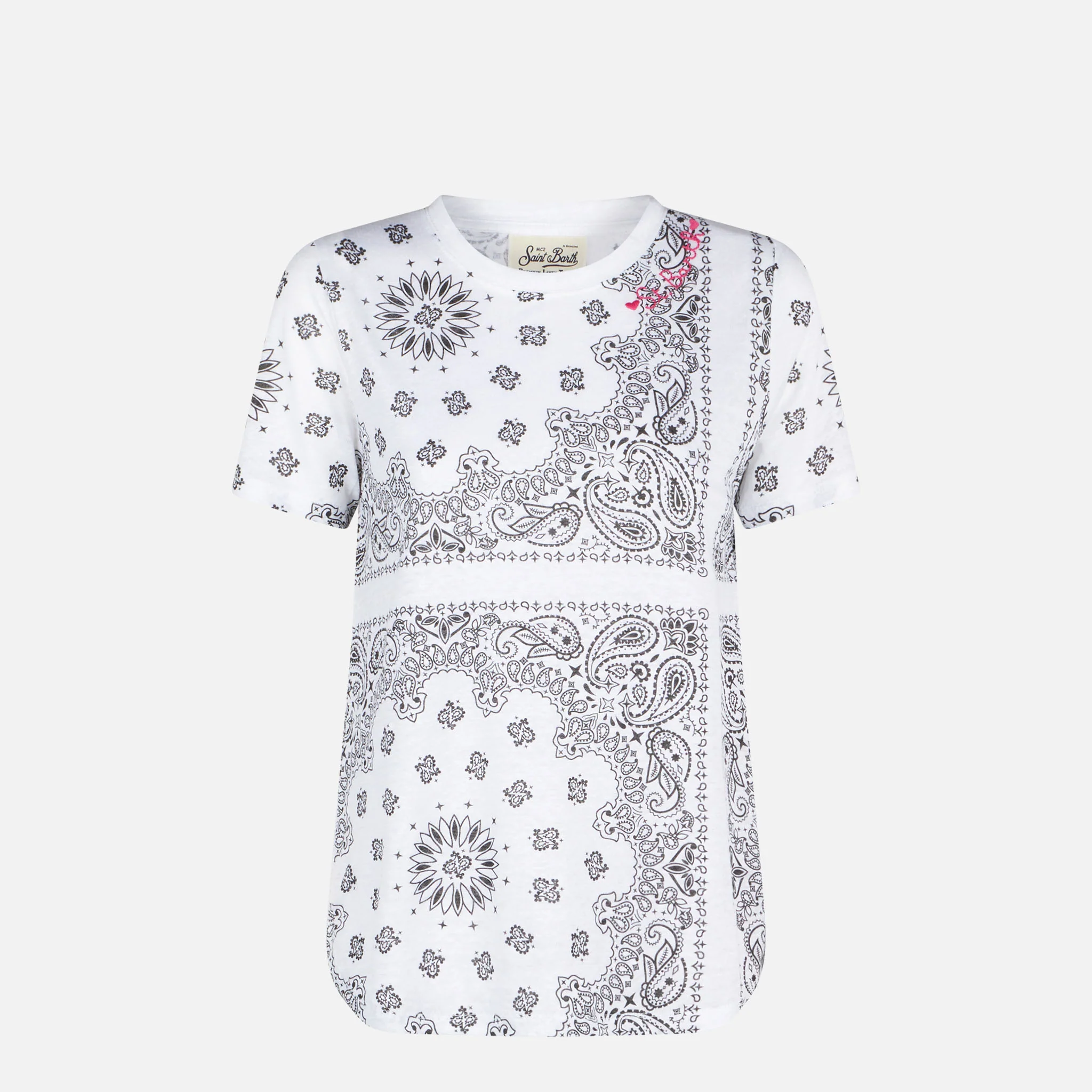 T-shirt en lin pour femme avec imprimé bandana