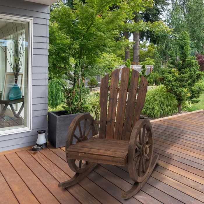 Fauteuil de Jardin Outsunny Bois de sapin 88x68x92cm Marron