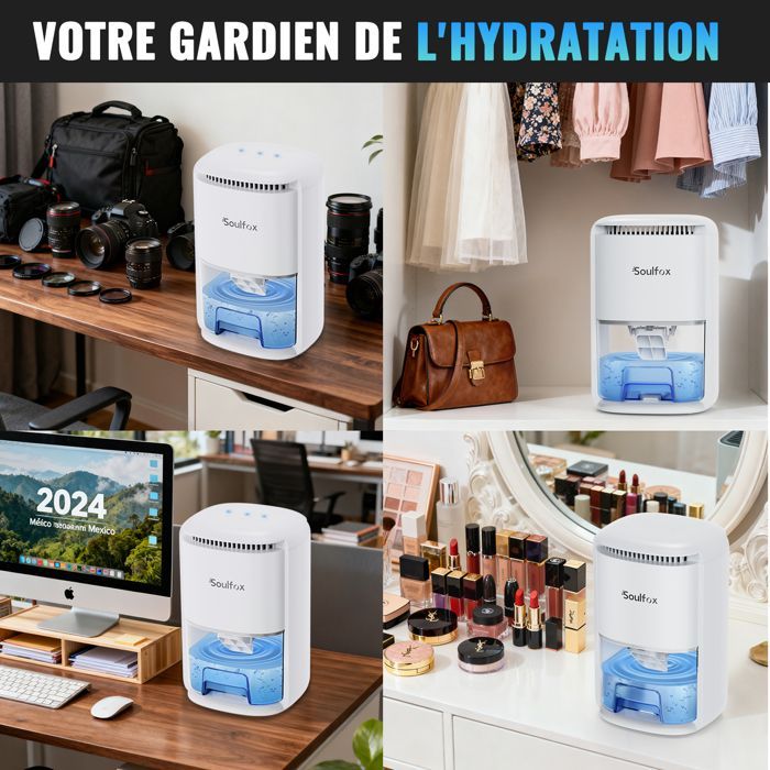 Brillsten Dehumidifier 1L - 1000 ml/day, 7 LED colours, Sleep Mode 30 dB, up to 28 m²