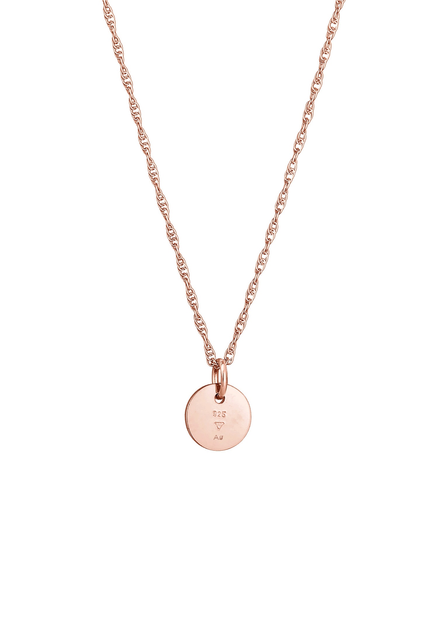 Elli Pendentif femme plaque ronde en argent 925 sterling