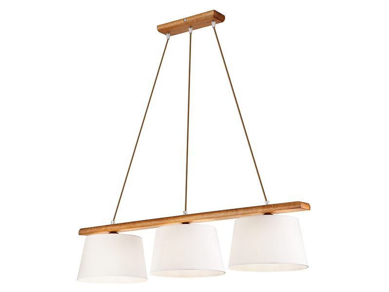 Lampa wisząca Aida 3-punktowa tkaninowa brązowo-biała