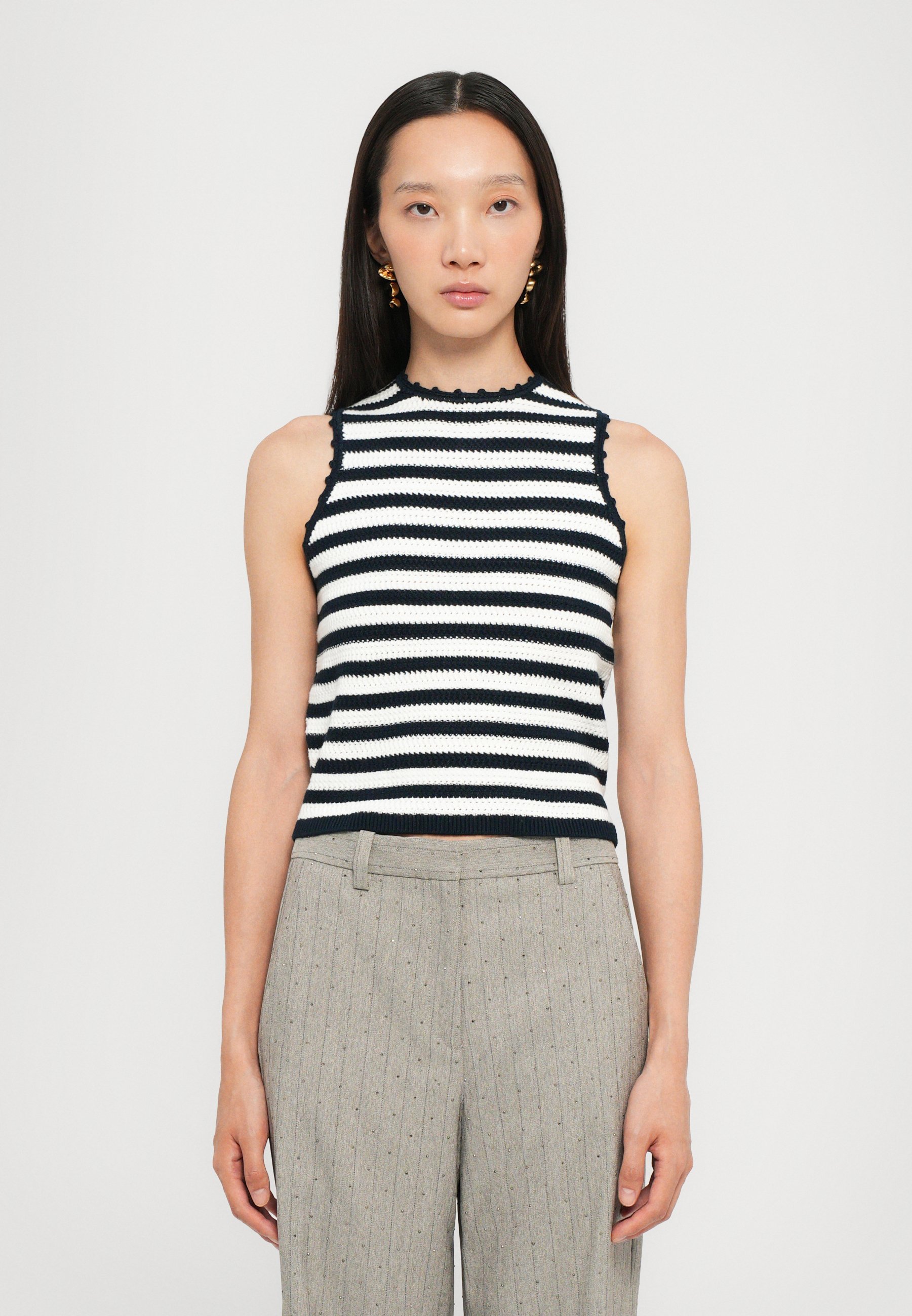 Maje MIRTES - Top - wit/marineblauw