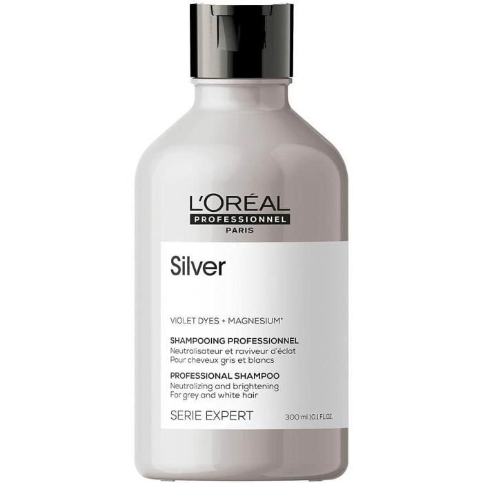 Shampoo Neutralizante L'Oréal Professionnel para Cabelos Grisalhos ou Brancos, Linha Silver Serie Expert, 300 ml