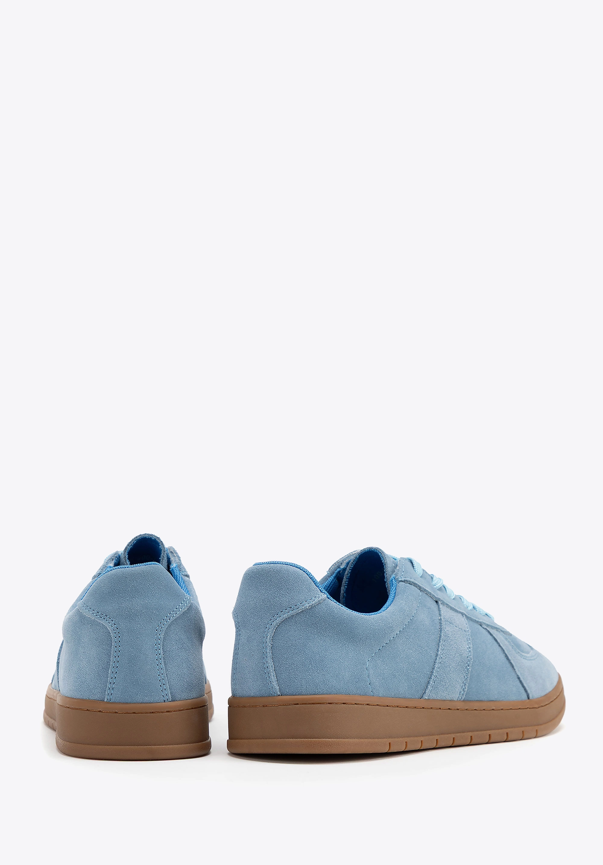 Sneakersy męskie ze skóry zamszowej niebieskie