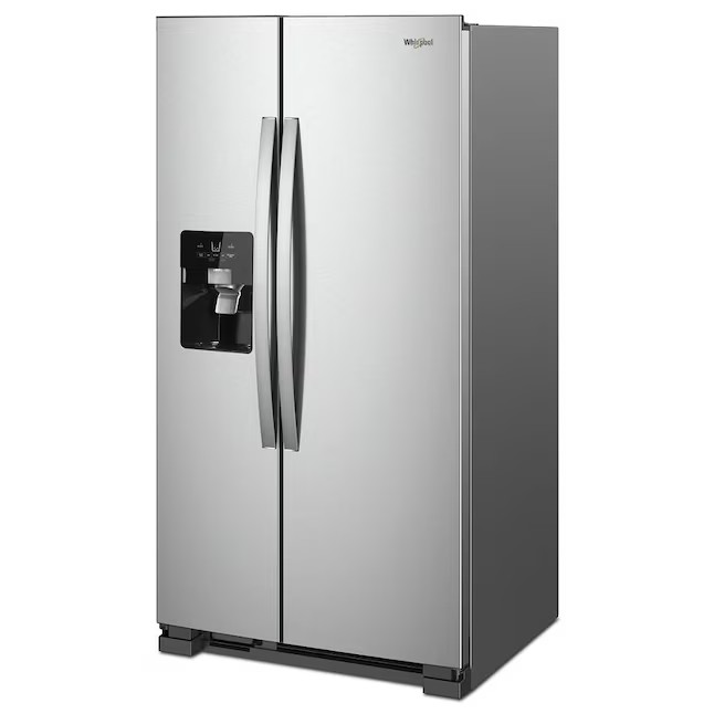 Whirlpool Side-by-Side-Kühlschrank mit 21,4 Kubikfuß Nutzinhalt und Eiswürfelbereiter (Edelstahl, fingerabdruckresistent)