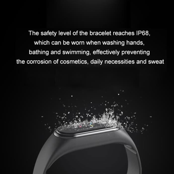 Reloj con monitor de actividad física - M5 - Negro - IP68 - Monitor de frecuencia cardíaca - Podómetro