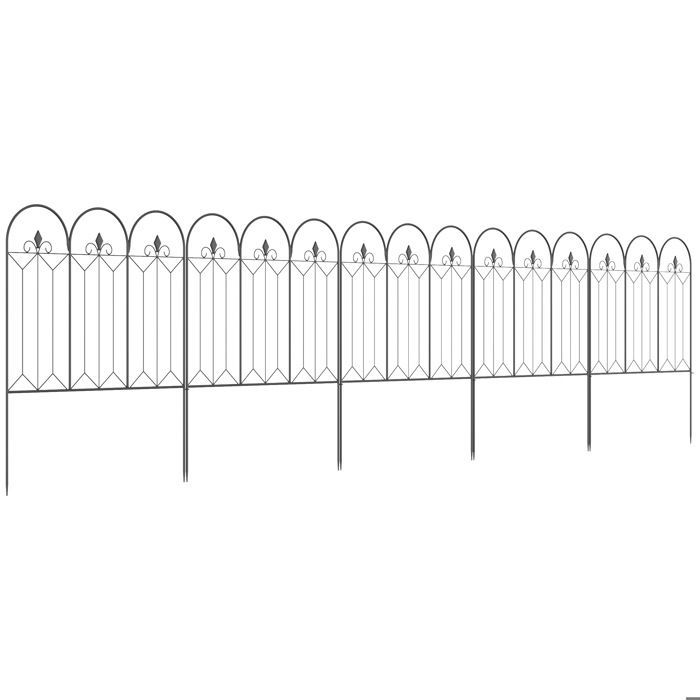 Outsunny - Garden Fence - Metal - 305x79.5cm - Black