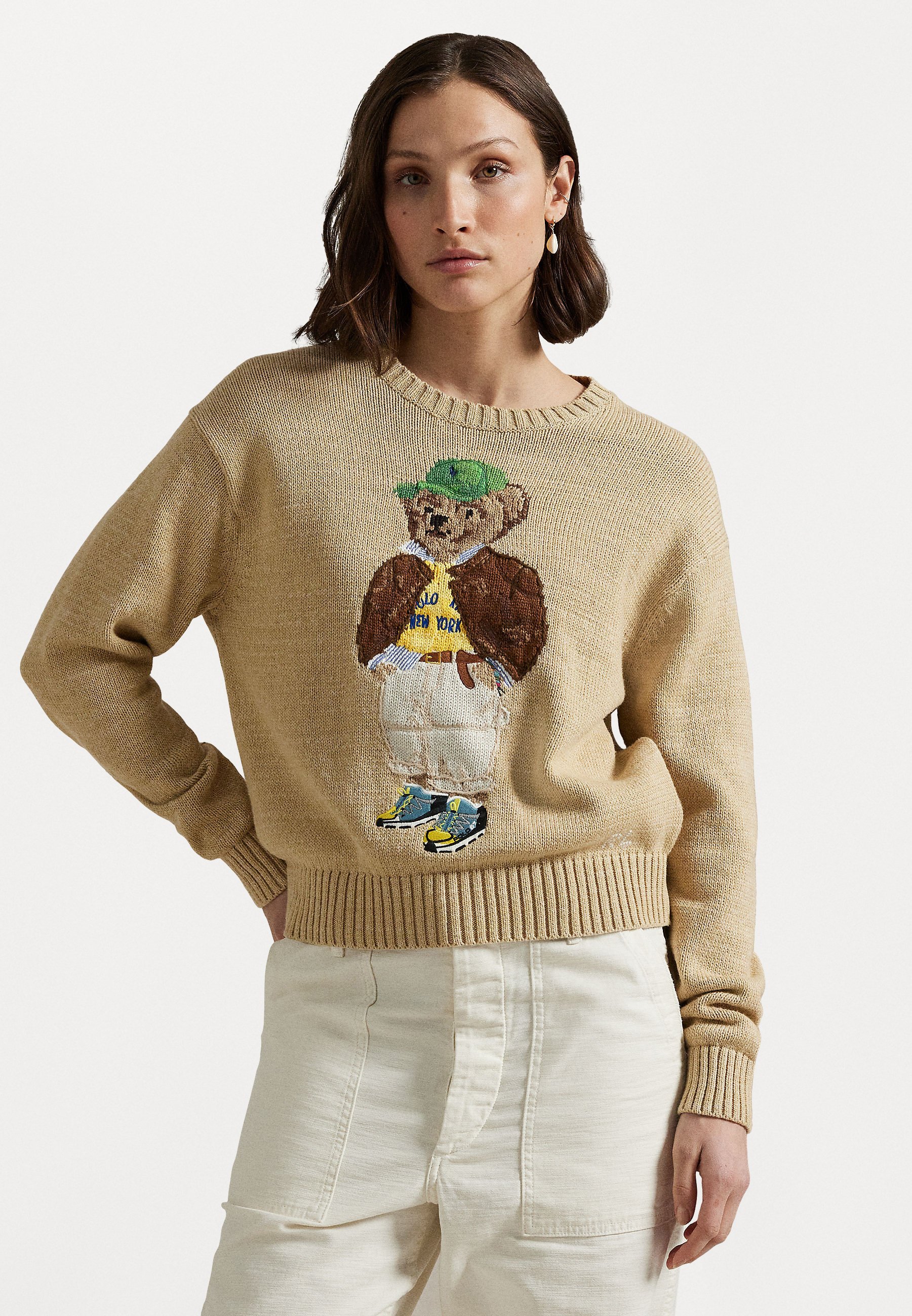 Polo Ralph Lauren POLO BEAR KATOENEN TRUI MET RONDE HALS - Trui - beige multi