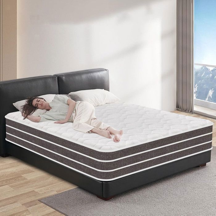 Colchón de 140x190 cm, extra grueso de 30 cm - Duradero, de alta densidad, 7 zonas, colchón de muelles con espuma viscoelástica y látex.