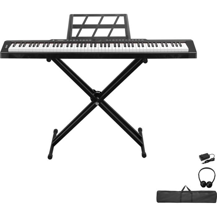 Piano - LALAHO - Piano digital de 88 teclas con auriculares, soporte, MIDI y funciones Bluetooth.