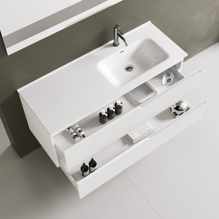 VENERE 4-teiliges Badezimmer-Set mit Waschbecken, mattweiß