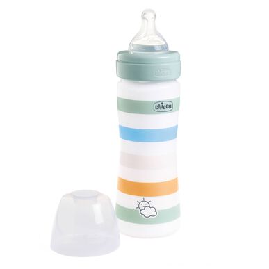Chicco siliconen babyfles, blauw, 1 stuk.