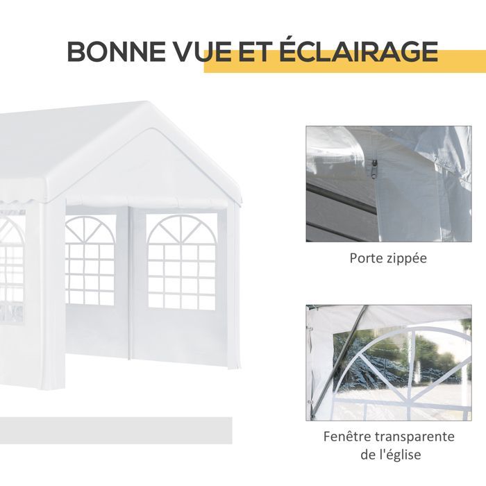 Outsunny - Carpa para fiestas - PE, acero galvanizado - 600x400x280cm - Blanca