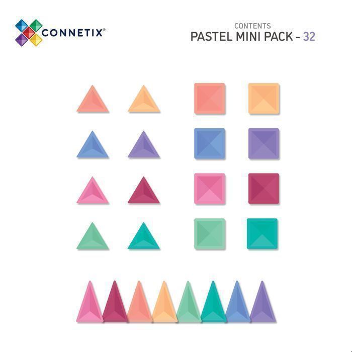 CONNETIX Conjunto de Mini Peças Magnéticas para Construção em Tons Pastel, 32 Unidades