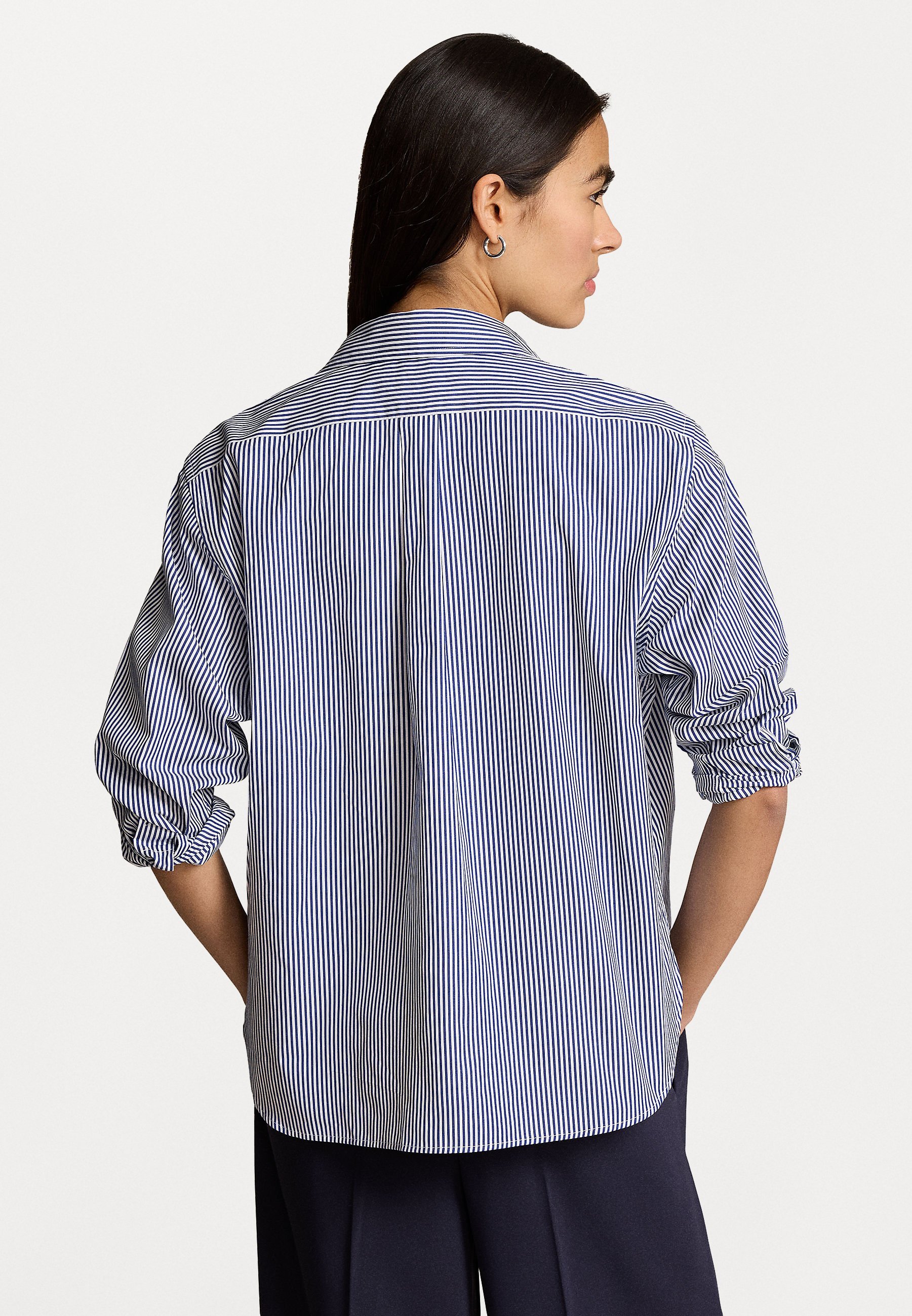 Camicia corta a righe in cotone Polo Ralph Lauren - Camicetta con bottoni - bianco/blu royal autunnale