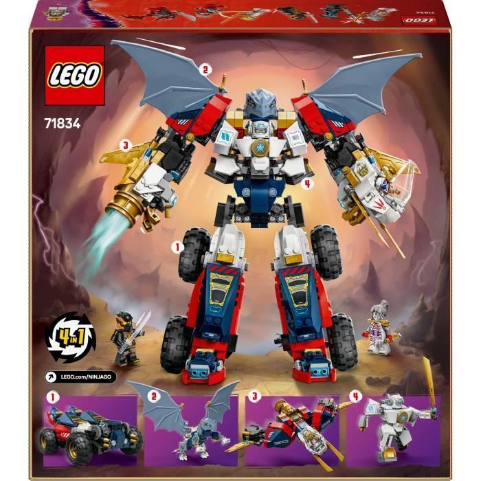 LEGO NINJAGO 71834 Mech Ultra Combo di Zane - Set di costruzioni 4 in 1 per bambini dai 9 anni in su