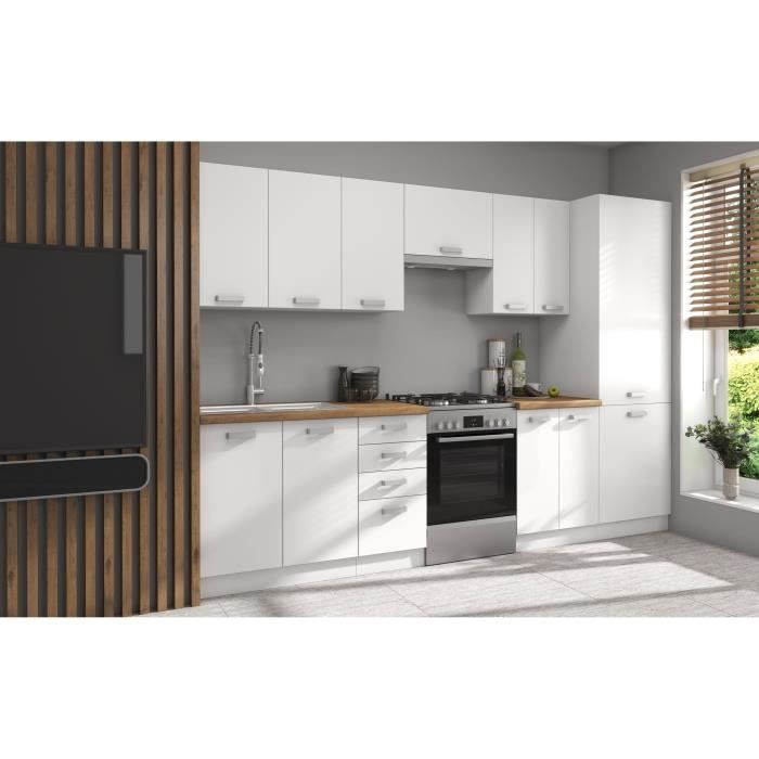 ATLAS Complete 8-Piece Kitchen Set - White Finish - W300 x H52 x H82 cm - Worktop not included