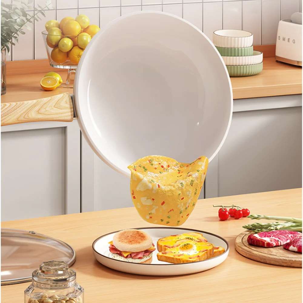 Poêle wok antiadhésive en céramique de 30 cm, idéale pour la cuisson des steaks, des crêpes et autres aliments. Compatible avec les plaques à induction et à gaz.
