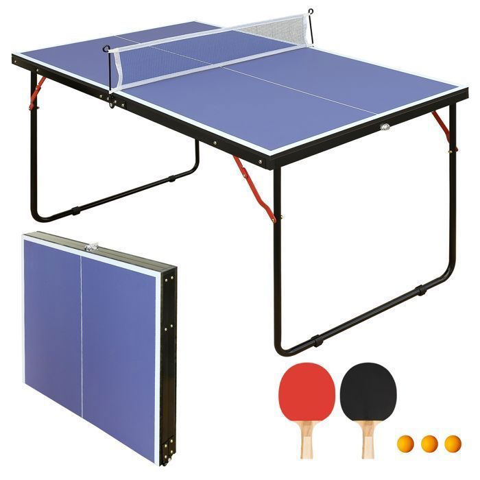 Tavolo da ping-pong con rete - pieghevole - Dimensioni del prodotto 137 × 76 × 66 cm - 1 paio di racchette da ping-pong