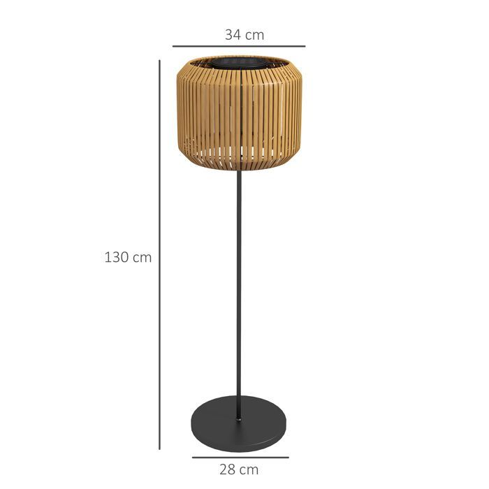 Lámpara de pie solar para exteriores Outsunny - con sensor de luz - estilo moderno - impermeable - fabricada en resina tejida - 130 cm - amarilla