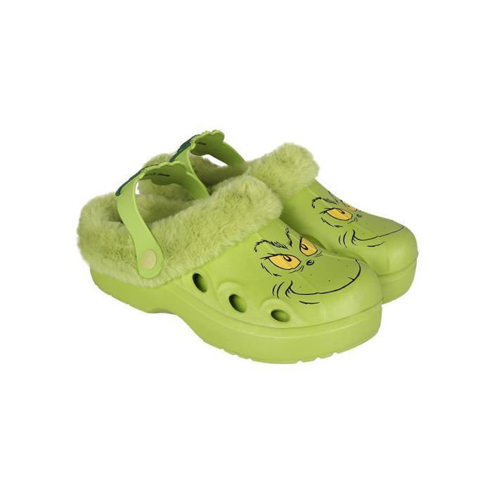 Grinch Tongs vertes ISOLÉES, sabots DE NOËL avec fourrure pour adultes, CHAUDES pour l'hiver 36 EU