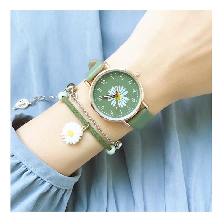 Fresh Daisy Dial Design Ladies Wristwatches 2020 Fashion Casual Women Flower Watches Simple Number Woman Leather Quartz Watch