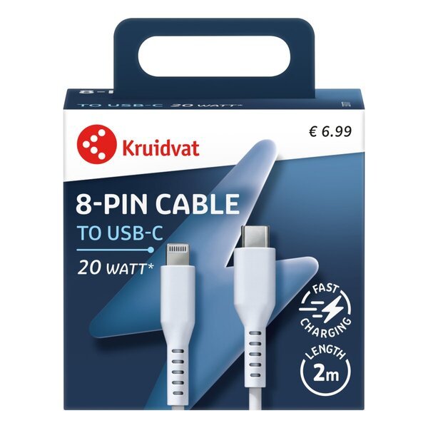 Kruidvat 20 W USB-C–8 kontaktu kabelis<br>