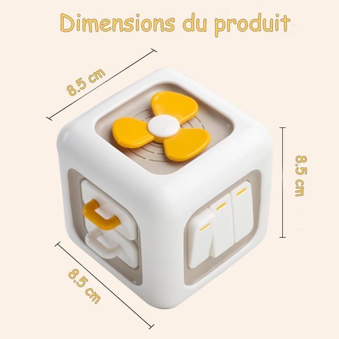 6-in-1 Sensory Activity Cube - ZUUKO - 8.89 x 8.89 x 9.14 cm - 190 g - For ages 12 months to 3 years - Cognitive Development