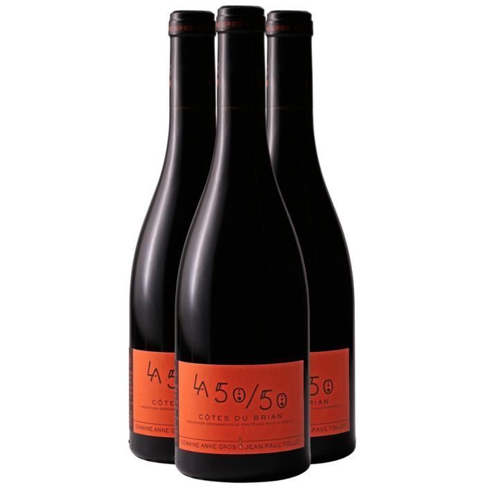 Pays d'Hérault Côtes du Brian La 50-50 Rouge 2021 - Lot de 3x75cl - Domaine Anne Gros et Jean-Paul Tollot - Vin IGP Rouge du