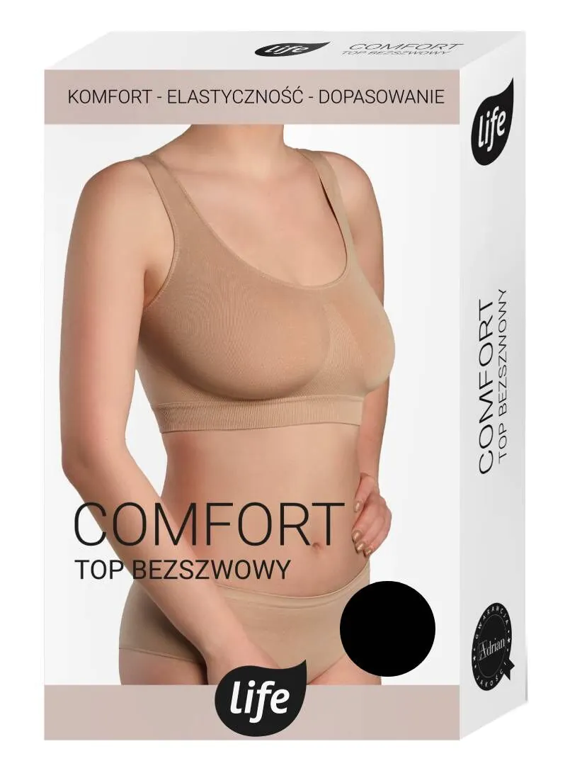 Life Comfort Top Bezszwowy Rozm. M Czarne