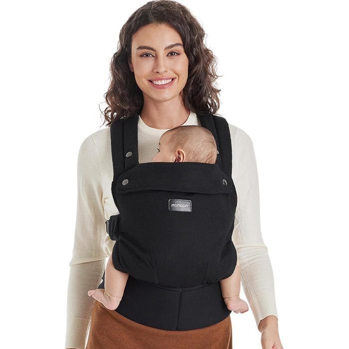 Portabebés Momcozy, portabebés ergonómico apto para bebés de 3,2 a 20 kg, negro.
