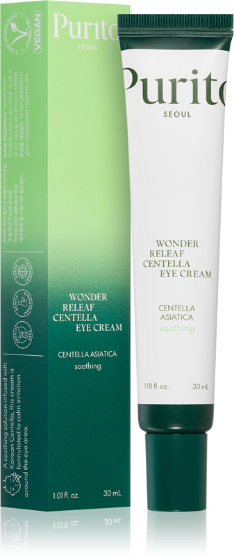 Purito Wonder Releaf Centella Eye Cream: creme hidratante e suavizante para a área dos olhos com efeito calmante.