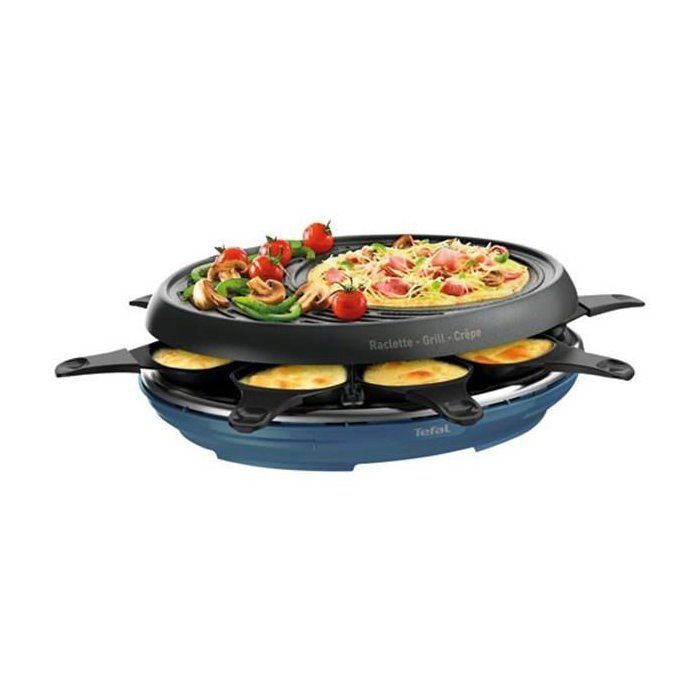 Parrilla raclette 3 en 1 - TEFAL - Colormania - 8 personas - 1050 W - Azul acero