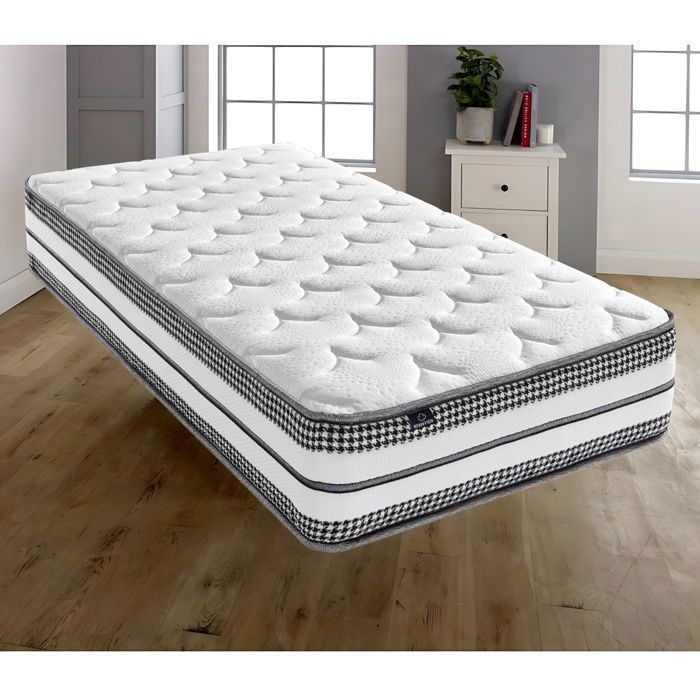 Colchón Premium de Espuma Viscoelástica de 90x200 cm, 26 cm de grosor, reversible, híbrido de espuma y muelles ensacados, firmeza media.