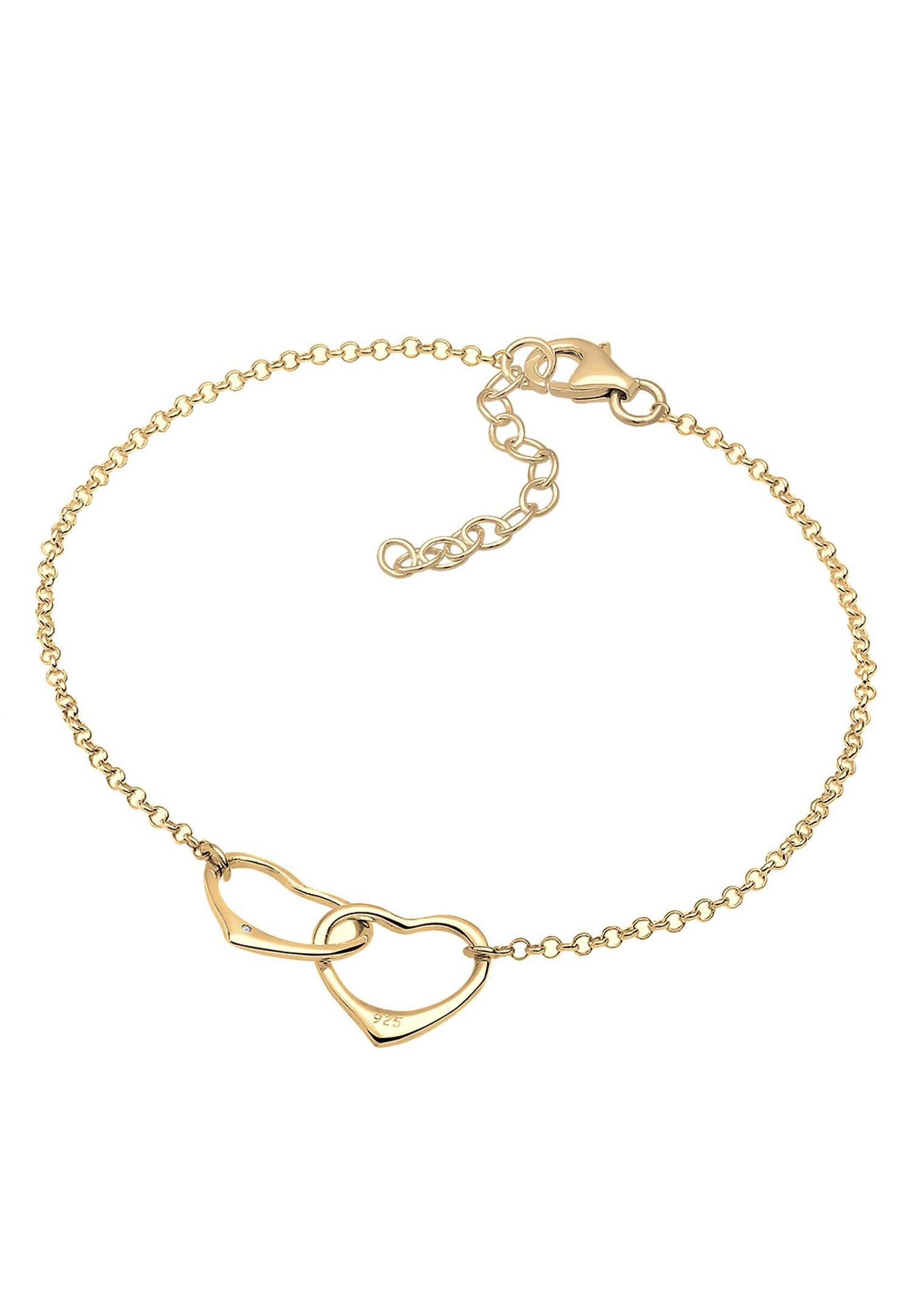 Elli DIAMONDS Femmes coeur entrelacé amour avec diamant (0.015 ct.) en argent sterling 925