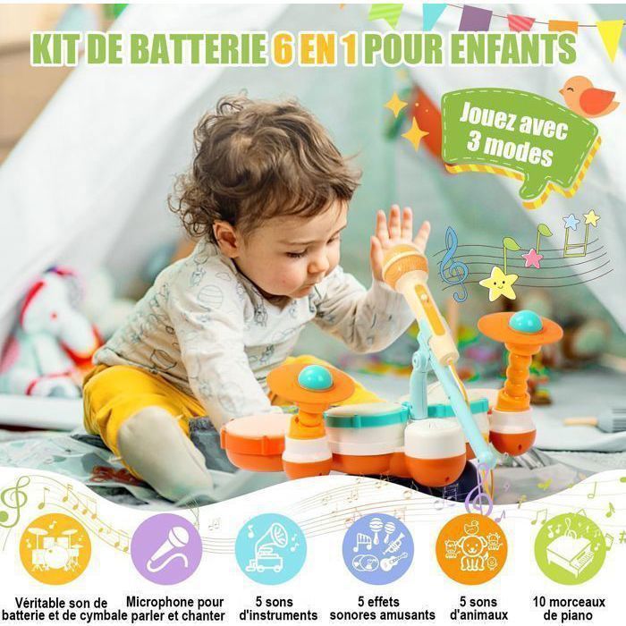 Baby Musical Instrument, Baby Toy Drum Set, Children's Toy Drum - 3 Modes - Suitable for Boys and Girls 1 Year Old+
