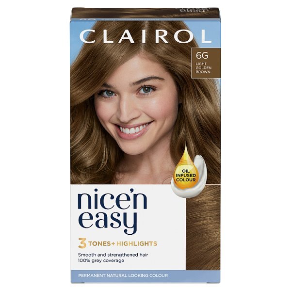 Tinta para cabelo Clairol Nice'n Easy 6G Castanho Claro Dourado