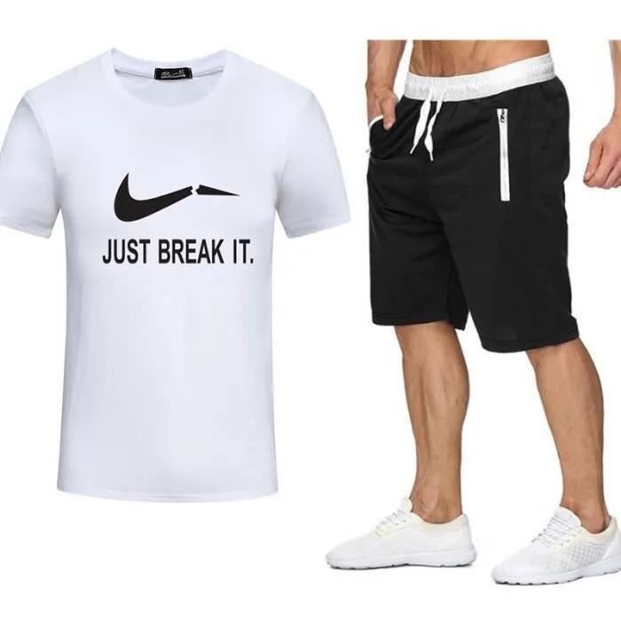 Completo da uomo composto da t-shirt bianca e pantaloncini - Marchio di lusso - Maniche corte - Fitness