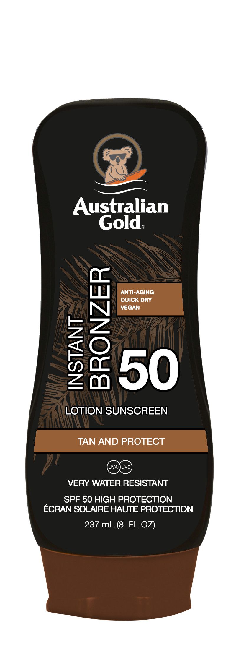 Apsauginis kremas nuo saulės su SPF 50 bronziniu efektu Įdegio losjonai