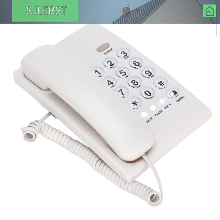 sjlerst KXT504 Desk Phone, Corded Desktop Phone, Multifunctional Landline Phone with Large Buttons, GPS, Detachable, White