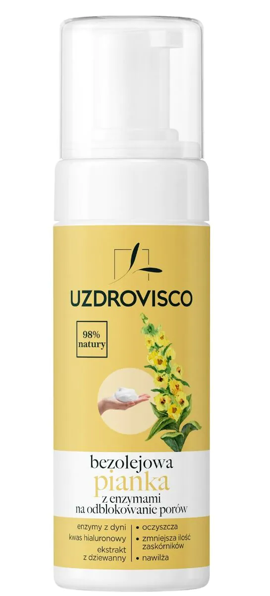 Uzdrovisco Bezolejowa pianka z Enzymami na Odblokowanie Porów