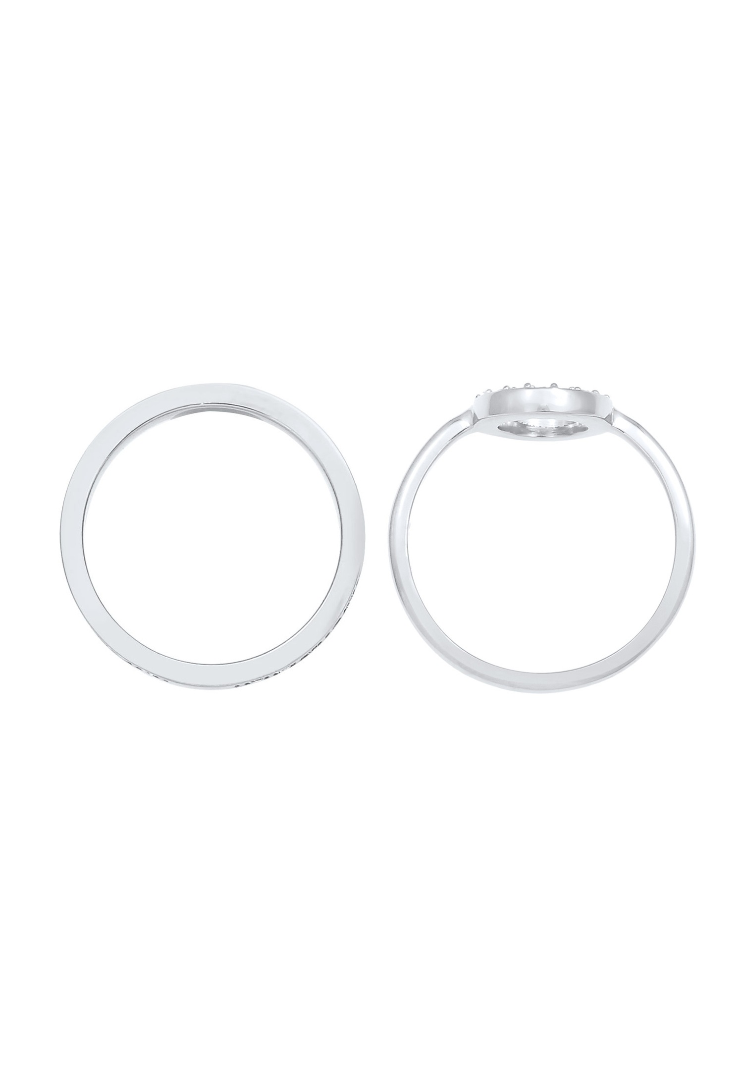 Elli PREMIUM Femmes Bague Duo Memorie Cercle Géo Intemporel avec cristaux en argent sterling 925