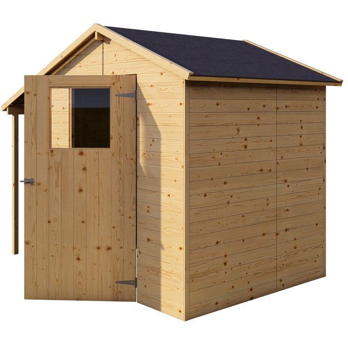 Abri de jardin en bois avec appentis - Pin brut - 2,96 m² (abri) + 0,88 m² (appentis) - Panneaux de 12 mm