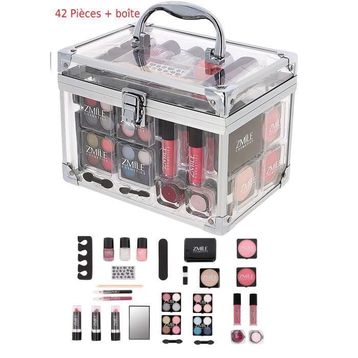 Set de regalo de belleza - Set de maquillaje de 42 piezas - Sombras de ojos - Labiales - Caja transparente