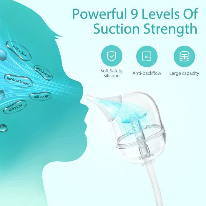 Aspiratore nasale elettrico per neonati con 9 livelli di aspirazione, musica e luci integrate, aspiratore nasale elettrico