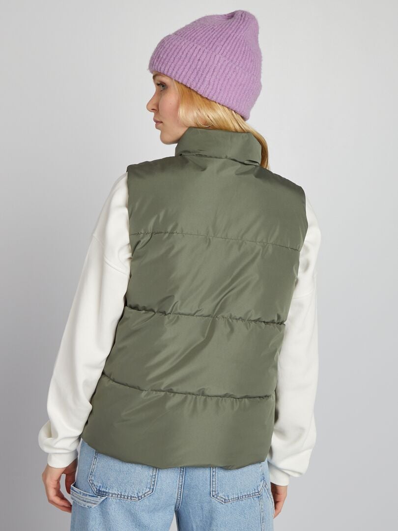 Mouwloze gewatteerde donsjas - KHAKI