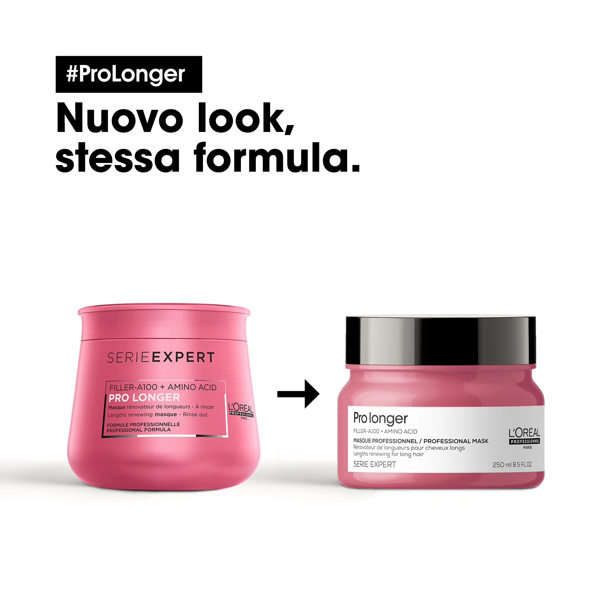 SERIE EXPERT New Pro Longer Mask - Maschera Rinforzante Capelli, Maschera Ricostruttiva Capelli